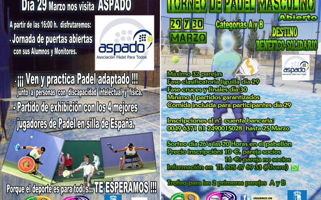 Torneo benéfico para ASPADO en CDE Pádel Horcajo.