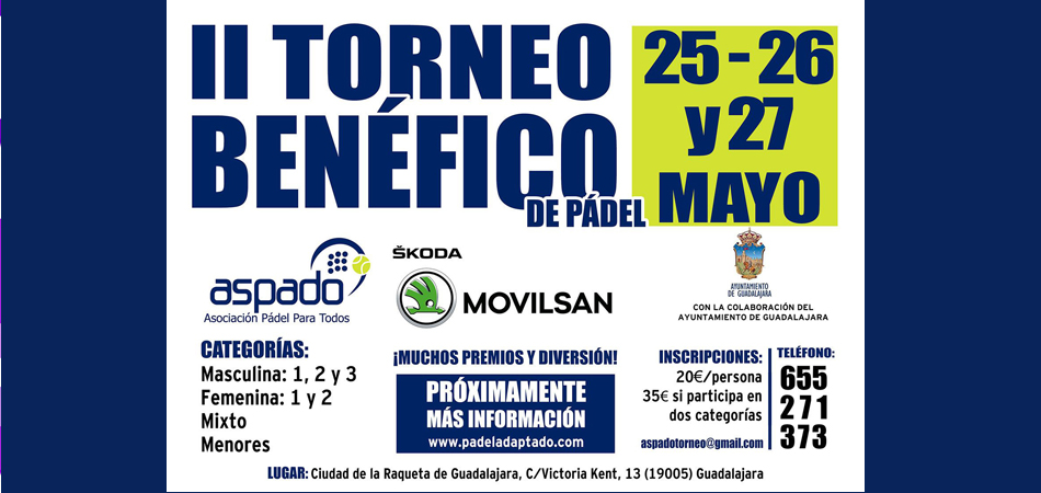 Cuadros de juego del II Torneo Benéfico de ASPADO en Guadalajara